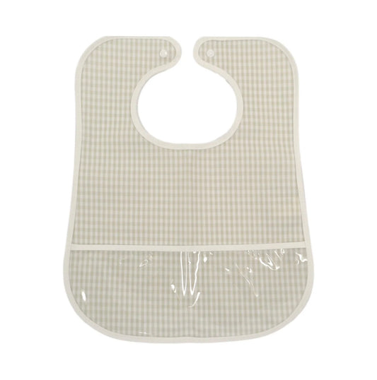 TRVL | Clean Up Bib - Gingham Pearl Grey