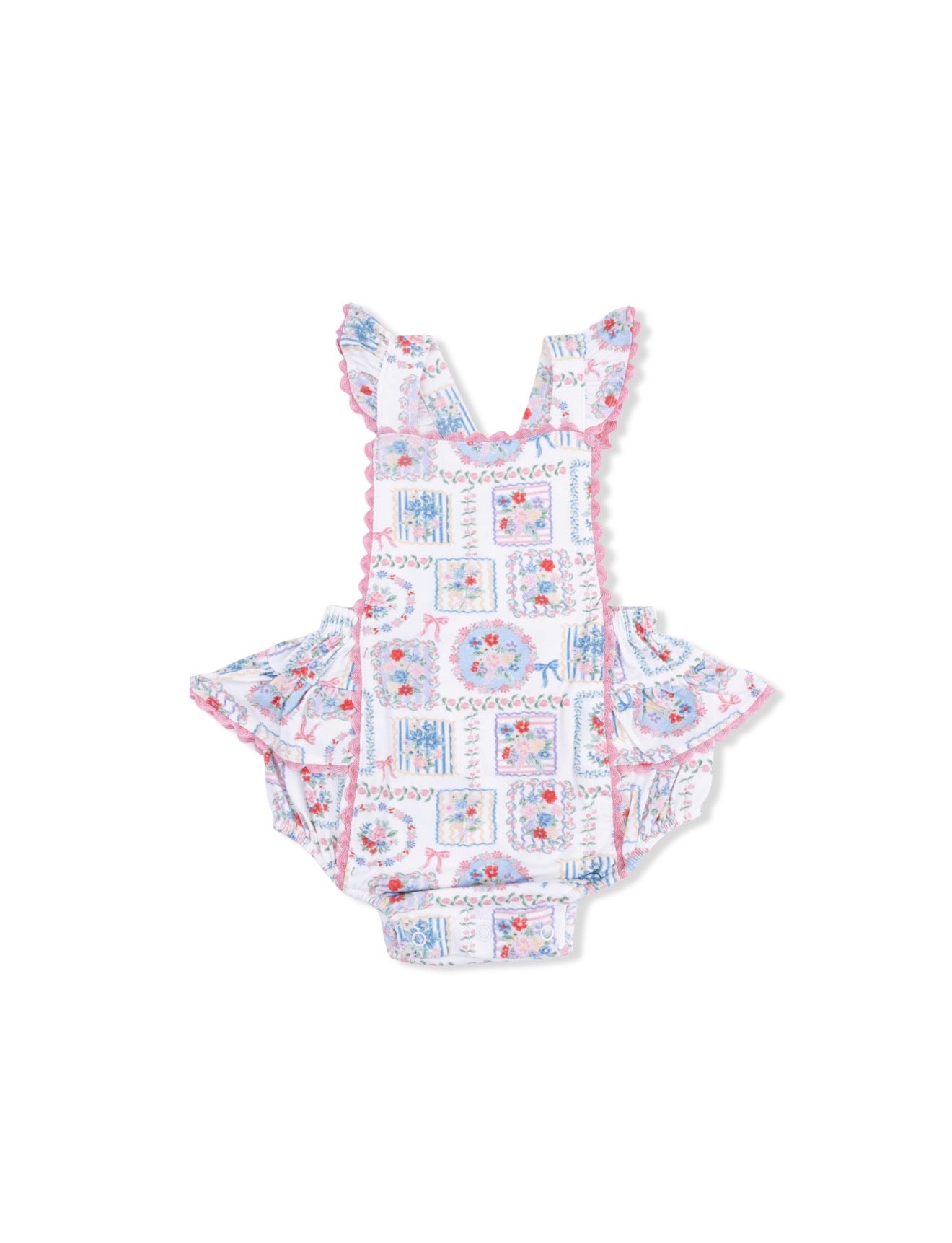 Angel Dear | Julep's Floral Patchwork RicRac Ruffle Sunsuit