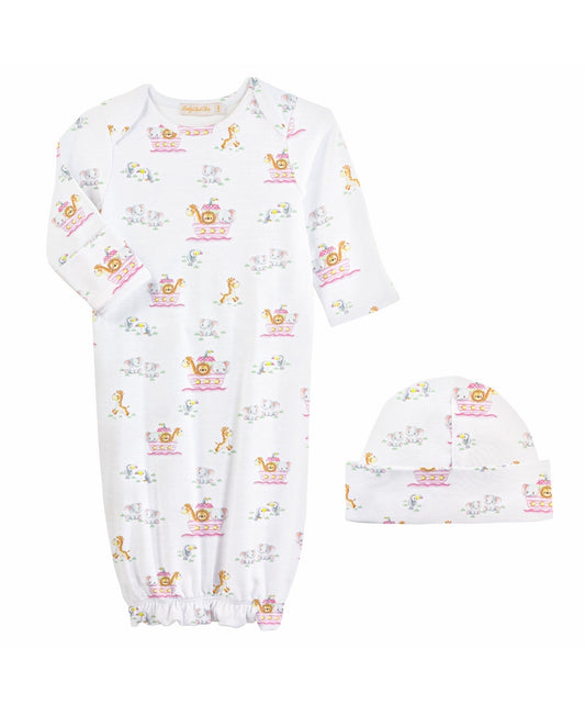 Baby Club Chic | Noah's Ark Pink Gown & Hat Set