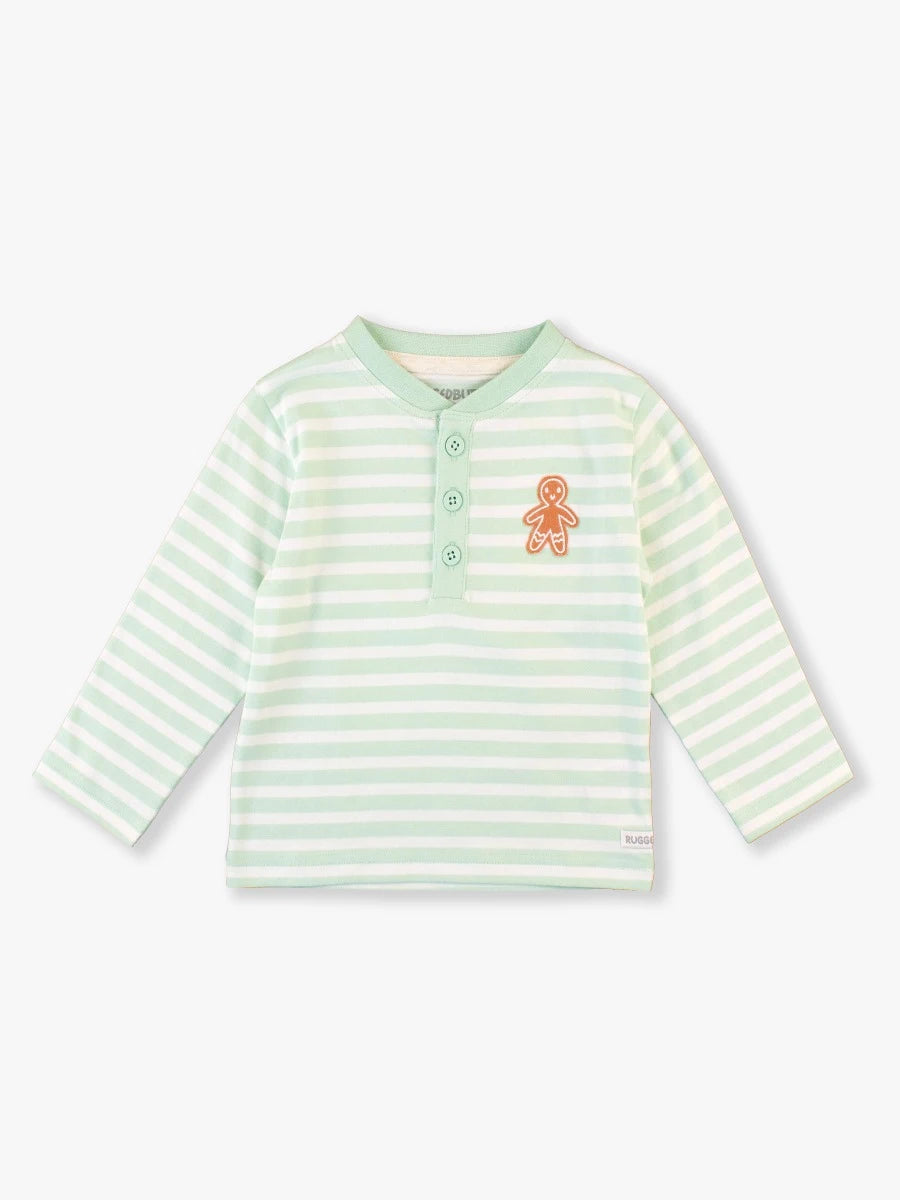 RuggedButts - Gingerbread Mint Stripe Henley Tee