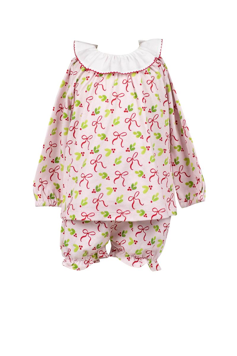 Proper Peony - Holly Bows Girl Bloomer Set