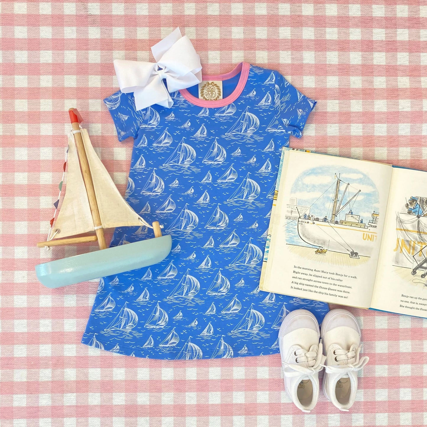 TBBC - Polly Play Dress St Simons Sailboat/Hot Pink