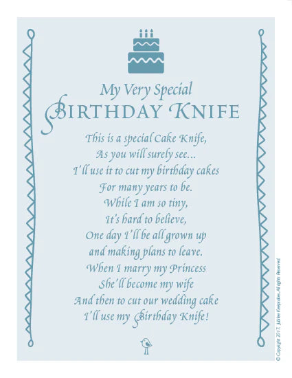 Jubilee Keepsakes - Birthday Knife Blue Seersucker