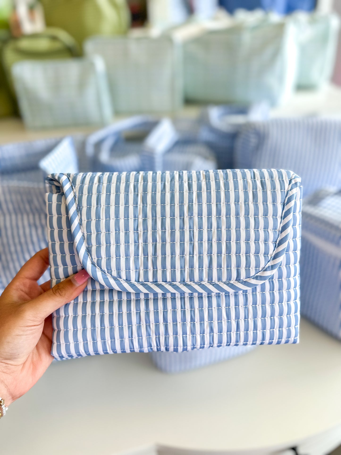 TRVL | Quilted Changing Mat - Pimlico Stripe Chambray