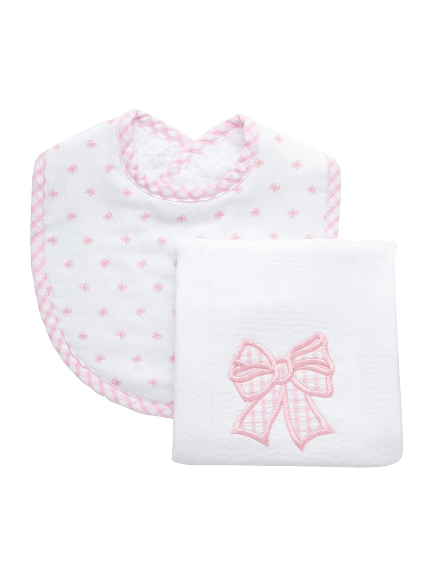 3Marthas | Pink Bow Basic Bib & Burp Boxed Set