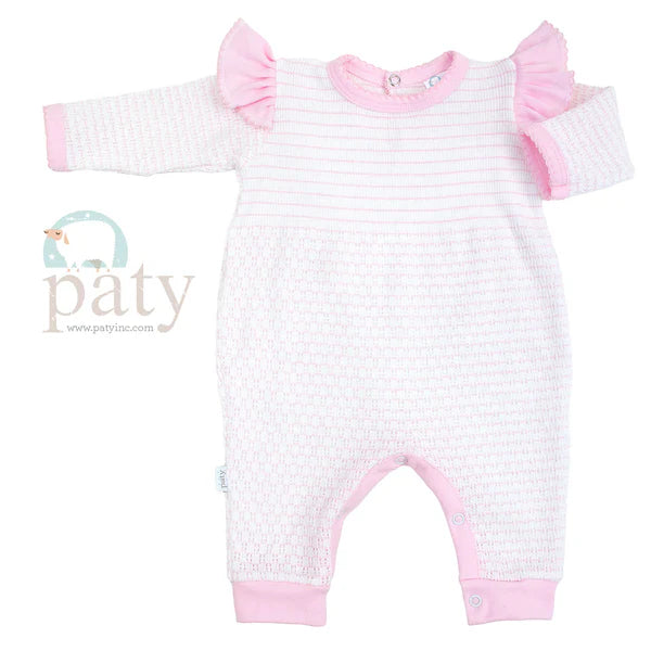 Paty - Angel Sleeve Romper Pink Pinstripe