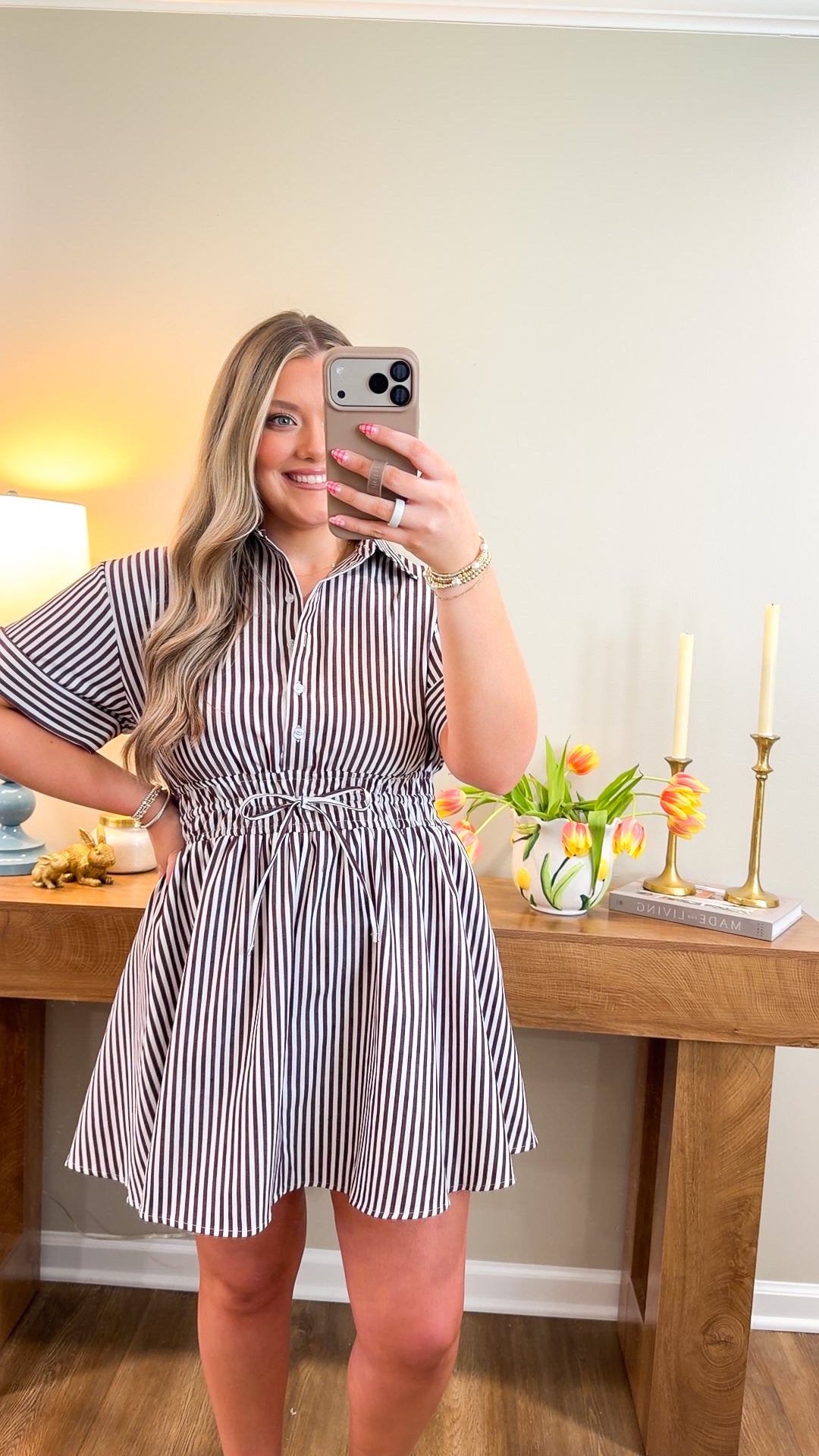 Lily Brown Striped Dress