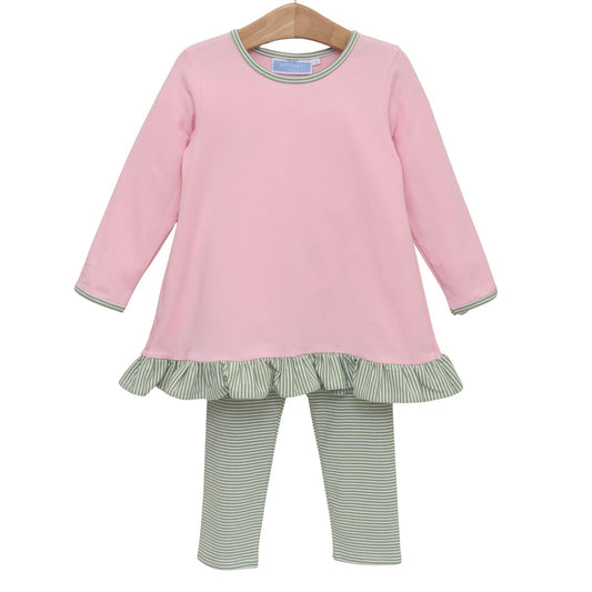 Trotter Street | Mila Pant Set - Green Stripe/Light Pink