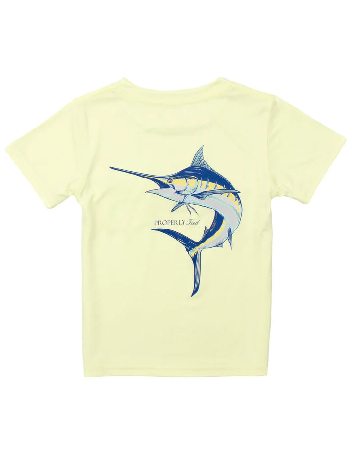 Properly Tied | Blue Marlin Light Yellow Performance Tee