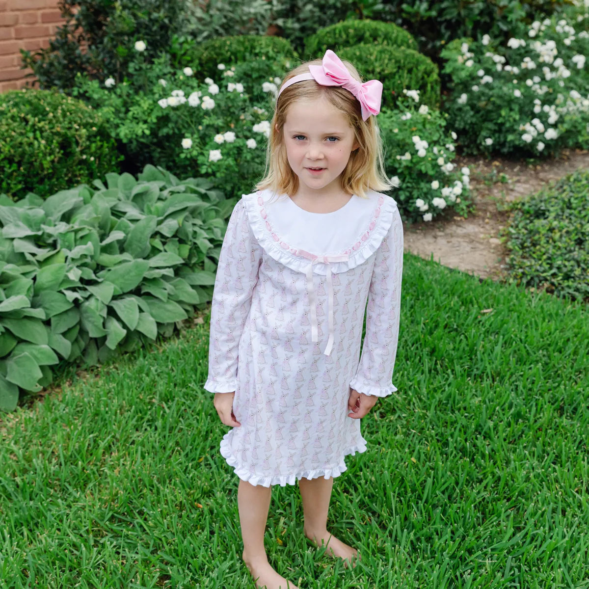 Lila & Hayes | Emersyn Girls' Dress - Easter Bunnies Pink
