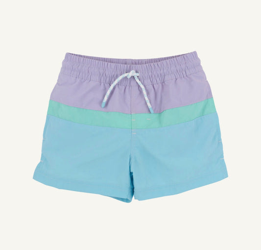 TBBC | Country Club Colorblock Trunks - Lauderdale Lavender/Turks Teal/Belhaven Blue