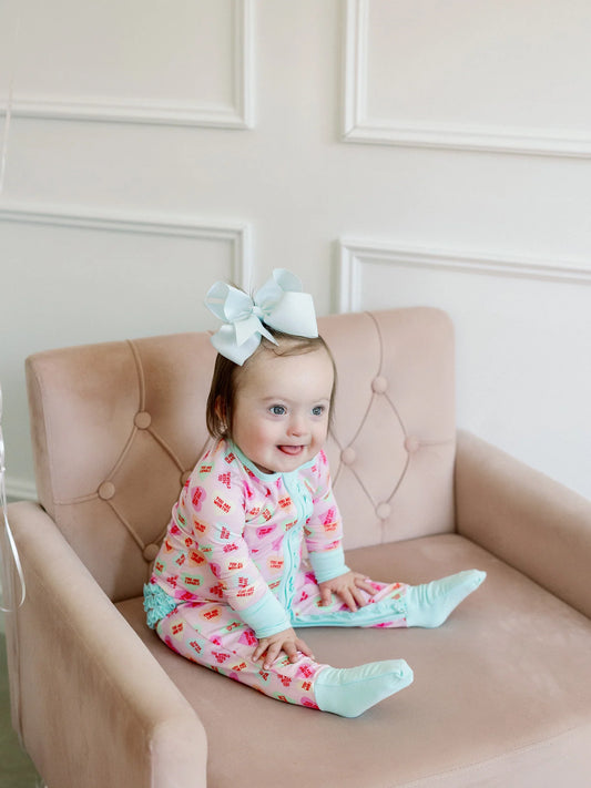 Poppy Kids | Pink Convo Hearts Ruffle Romper