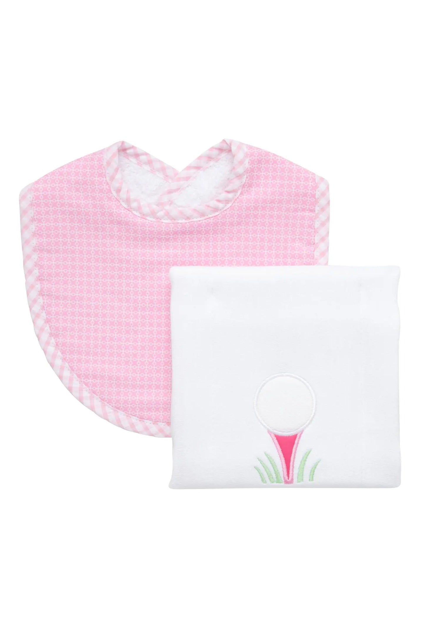3Marthas | Pink Golf Basic Bib & Burp Boxed Set