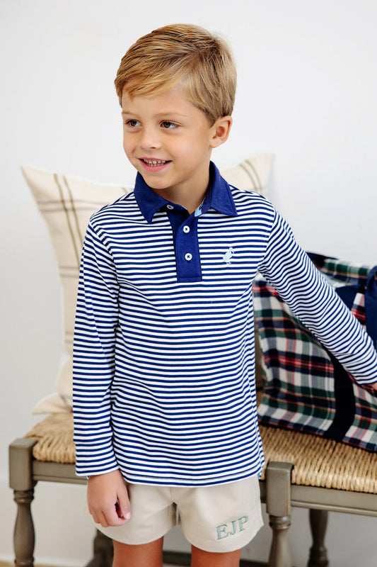 TBBC - Prim & Proper Polo Nantucket Navy Stripe/Beale St Blue