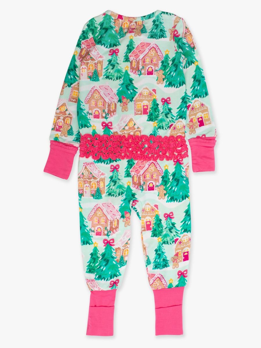 RuffleButts | Jolly Gingerbread Ruffle Convertible Pajama