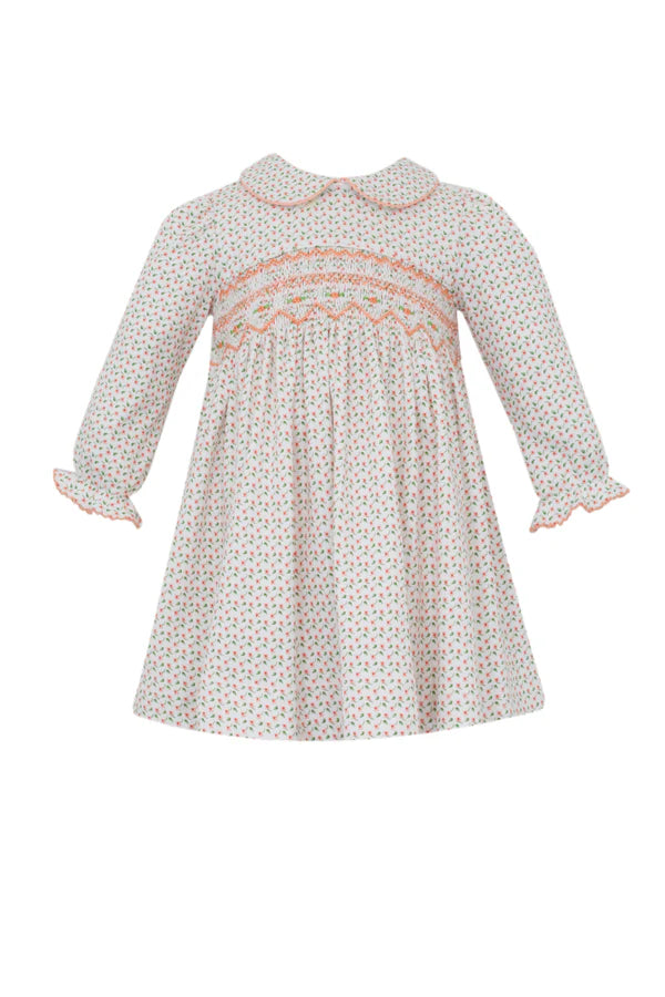 Petit Bebe - Ellen Orange Smocked Knit Floral Dress