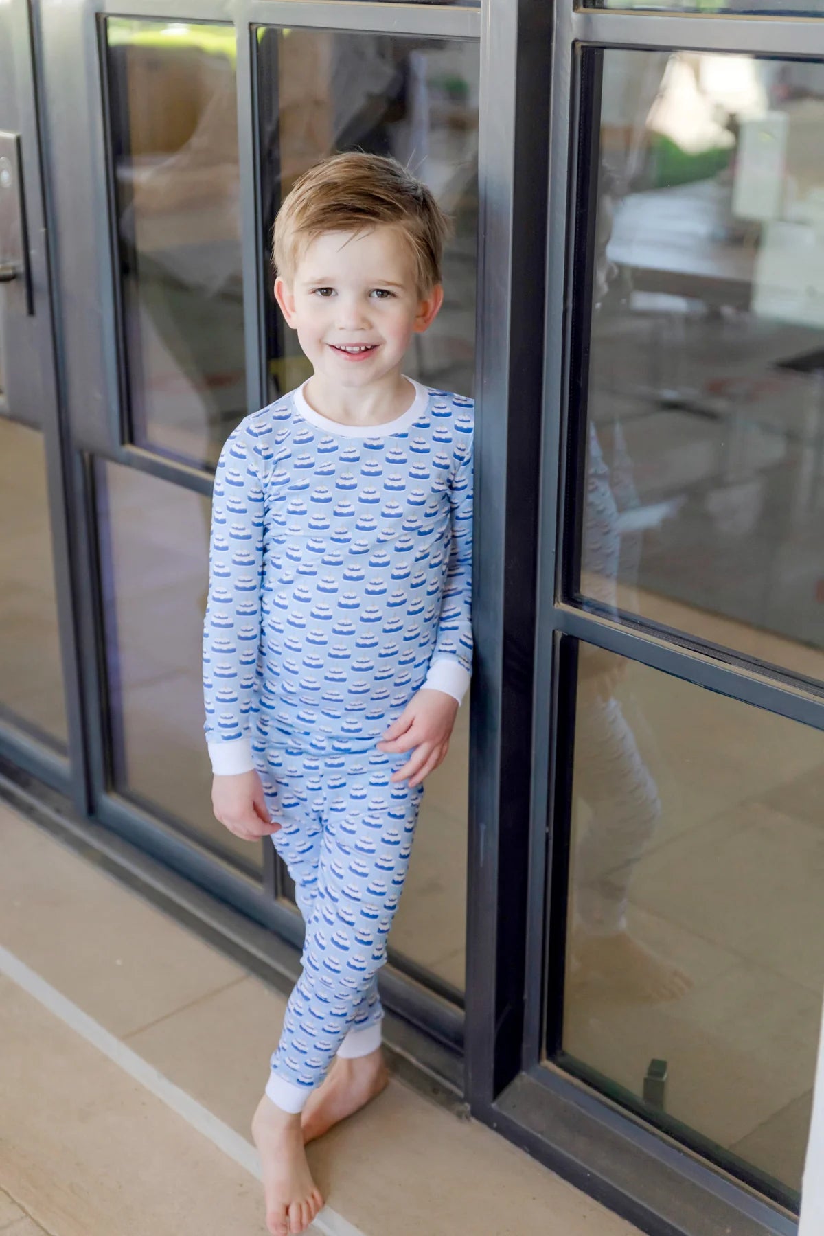 Lila & Hayes | Grayson boys Pajama Pant Set - Birthday Cake Blue