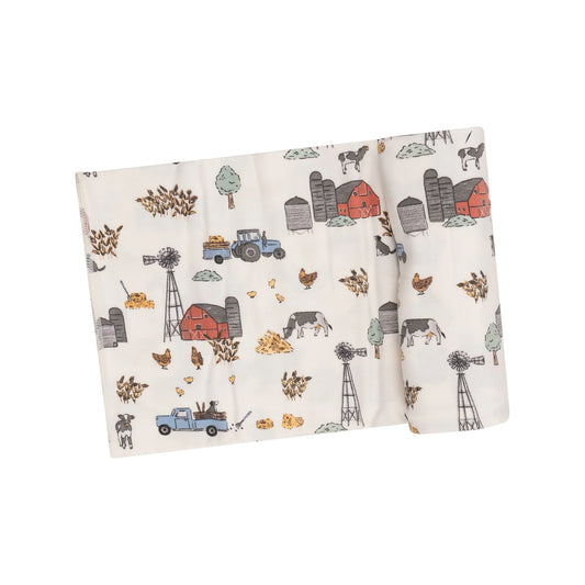 Angel Dear - Hay Farmer Blue Swaddle Blanket