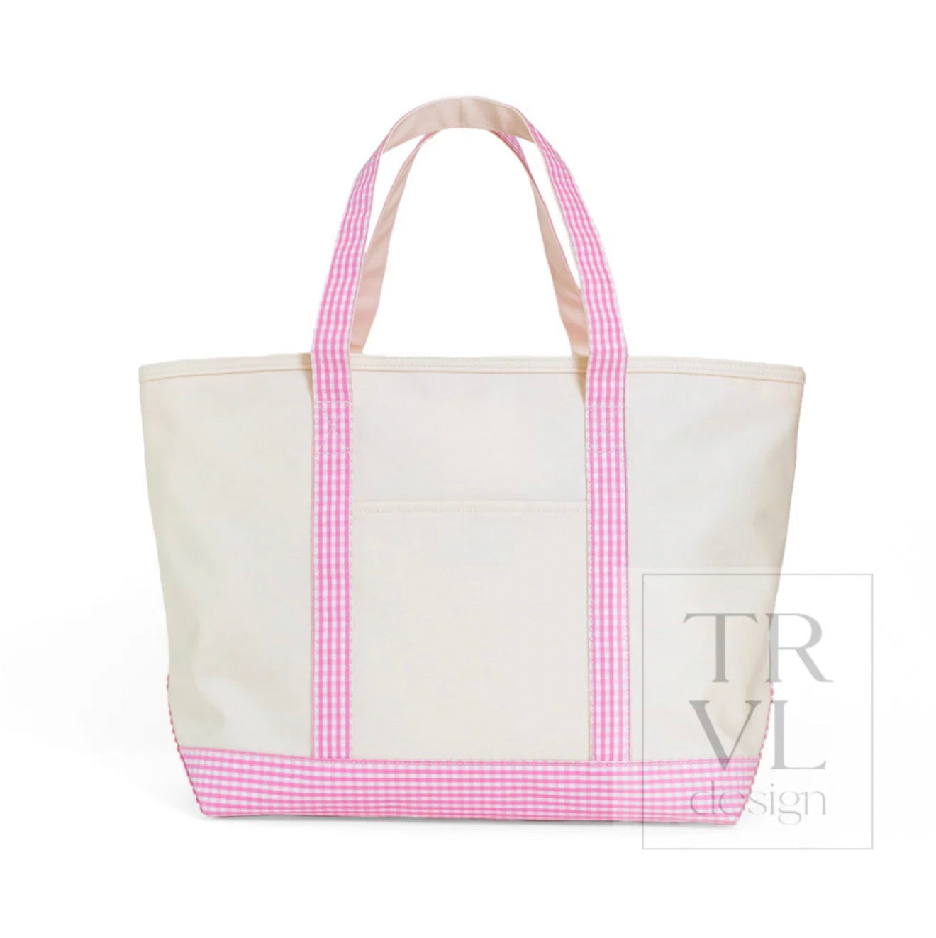TRVL | Maxi Tote Coated Canvas Gingham Pink Trim