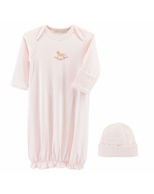 Baby Club Chic | Pink Rocking Horse Gown + Hat Set