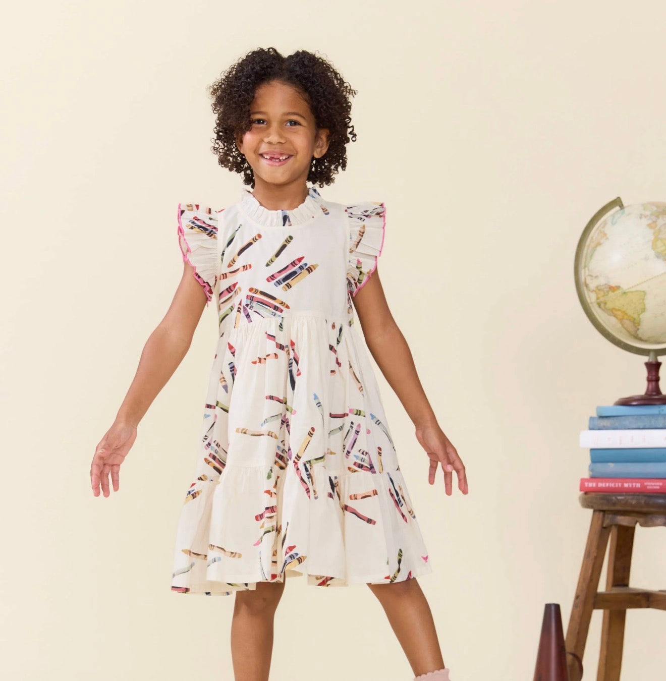 Pink Chicken | Girls Jennifer Dress- Tossed Crayons
