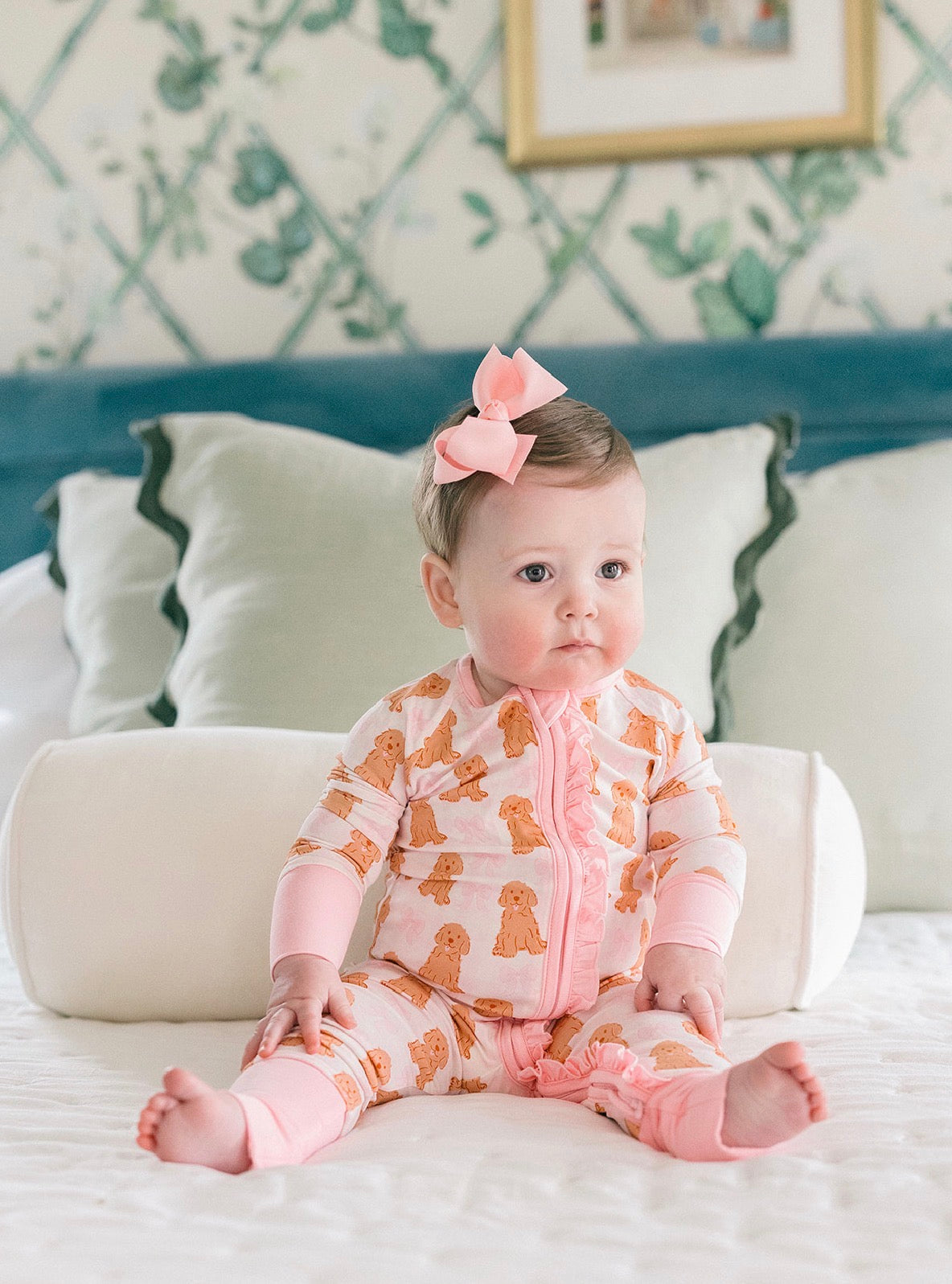 Poppy Kids | Pink Goldendoodle Ruffle Romper