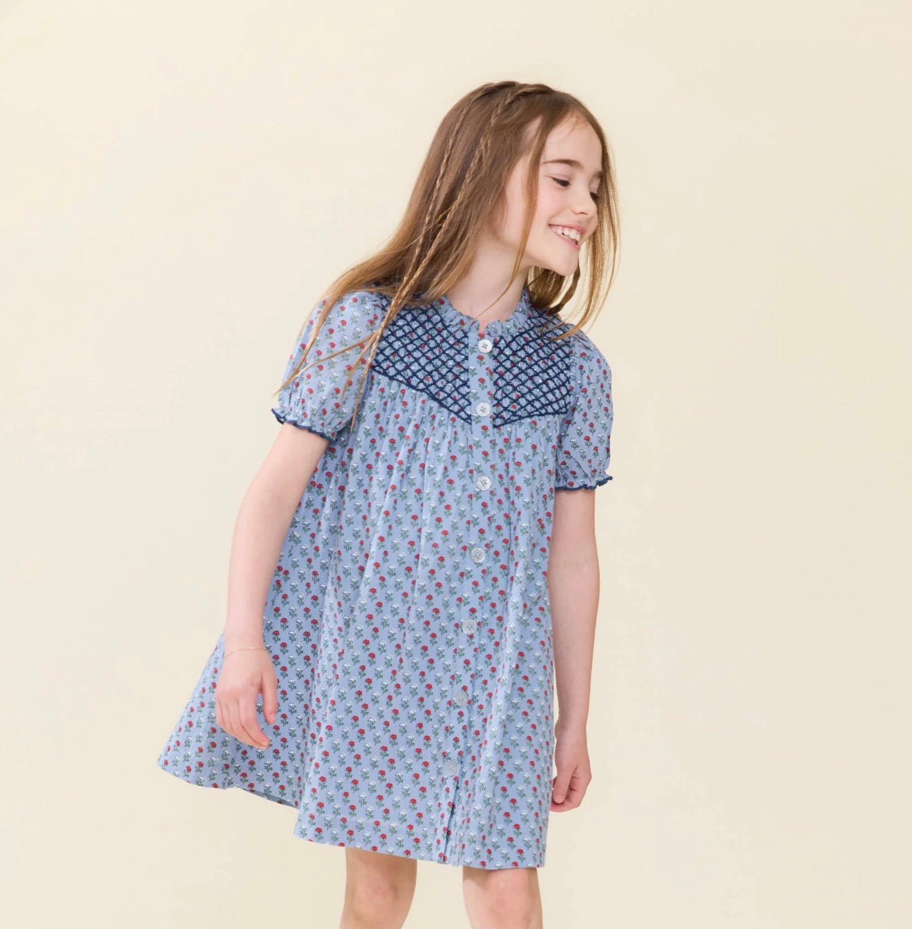 Pink Chicken | Girls Lucia Dress - Light Blue Carnation