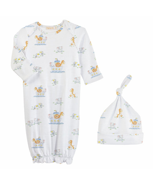 Baby Club Chic | Noah's Ark Blue Gown & Hat Set
