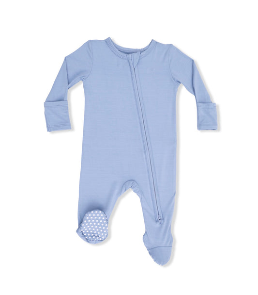 Angel Dear | Solid Blue Fog 2-Way Zipper Footie