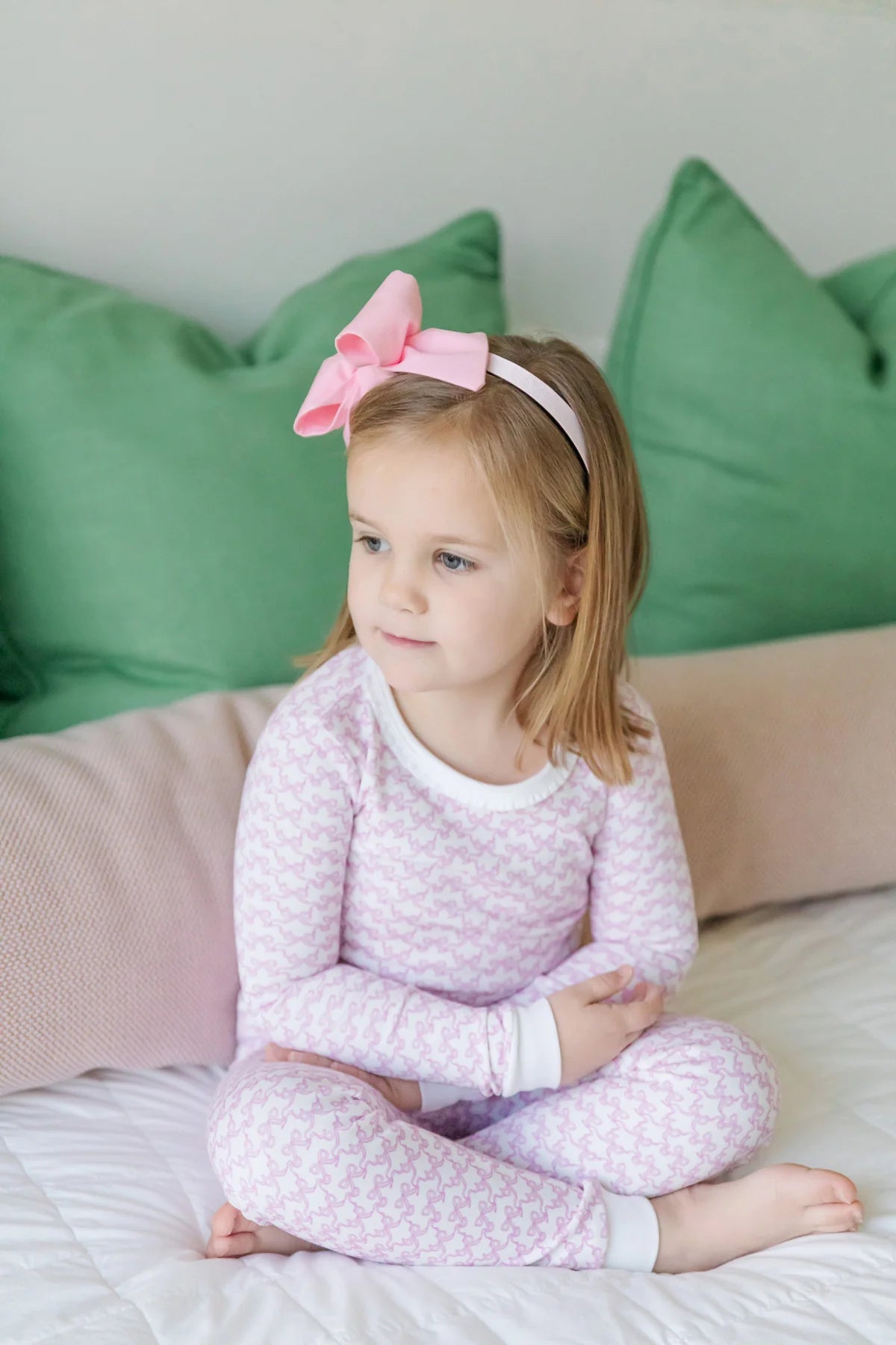 Lila & Hayes | Ava Girls Pajama Pant Set - Pretty Pink Bows