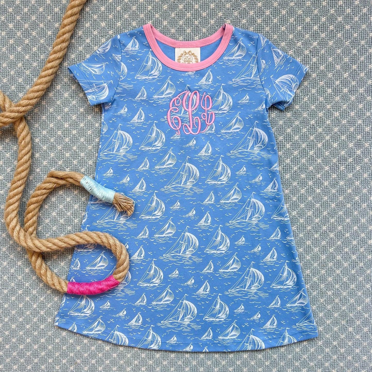 TBBC - Polly Play Dress St Simons Sailboat/Hot Pink