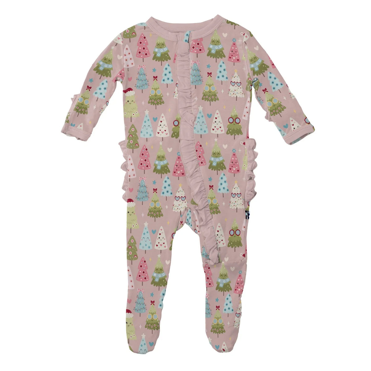 Kickee | Baby Rose Cute Trees 2-Way Zipper Footie