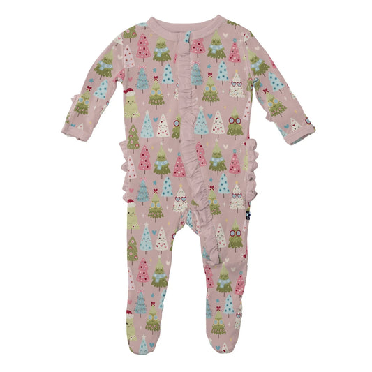 Kickee | Baby Rose Cute Trees 2-Way Zipper Footie