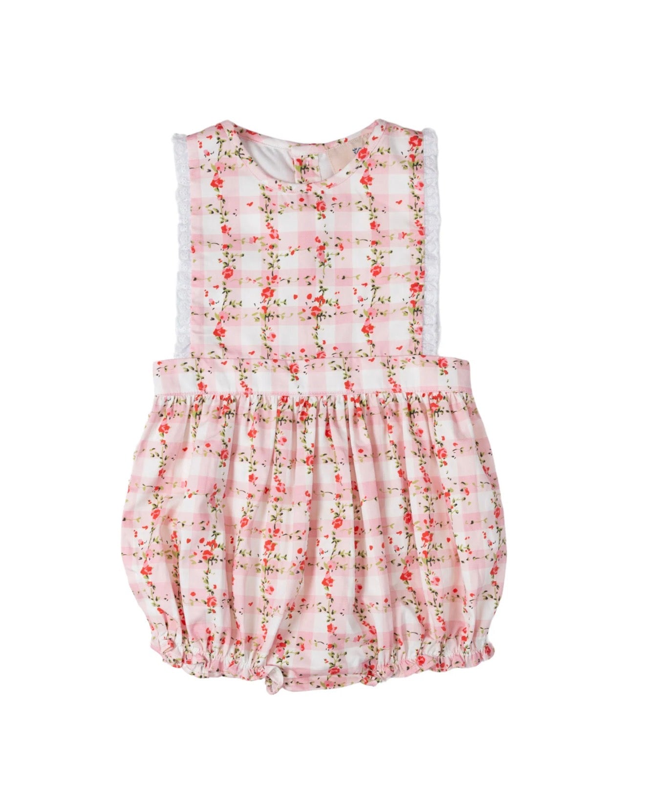 Smockingbird | Pink Florette Gingham Olivia Bubble