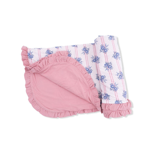 Angel Dear | Stripe Dot Roses Ruffle Blanket