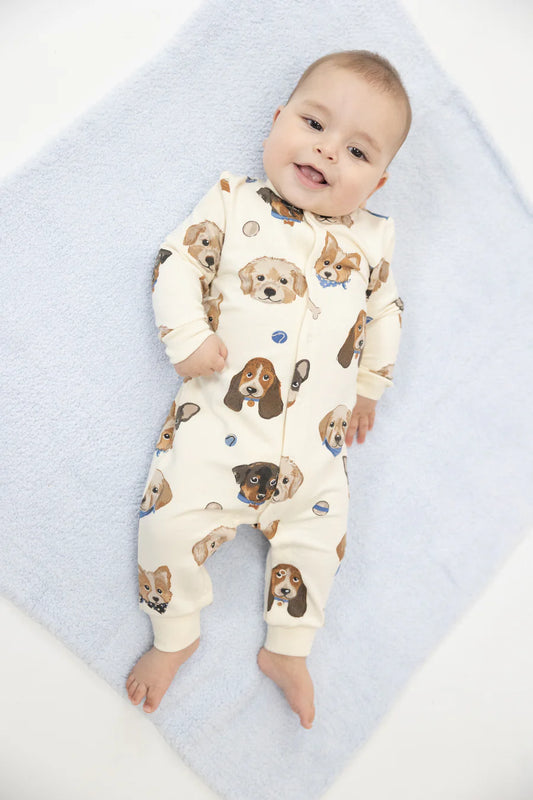 Angel Dear - Vintage Puppy Faces Base Collar Romper