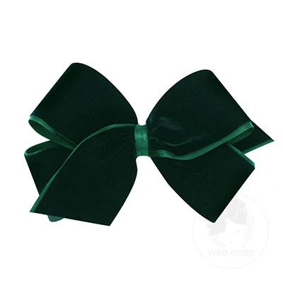 Wee Ones- med velvet/satin overlay green bow