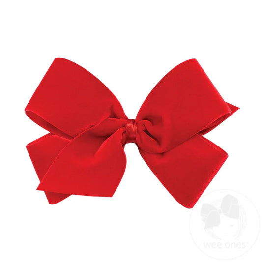 Wee Ones-Med Red Velvet Satin Bow