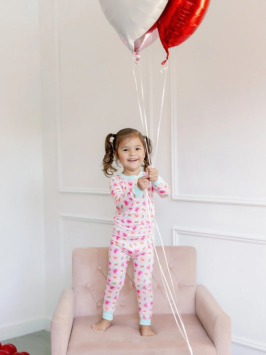 Poppy Kids | Pink Convo Hearts Pajama Sets
