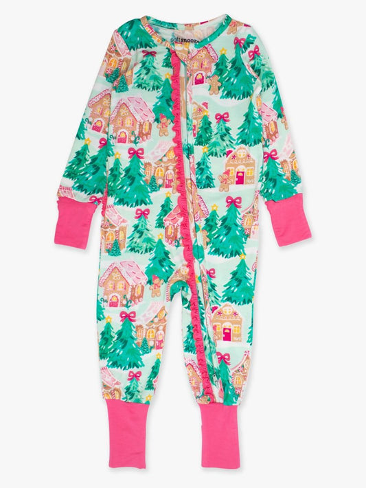 RuffleButts | Jolly Gingerbread Ruffle Convertible Pajama