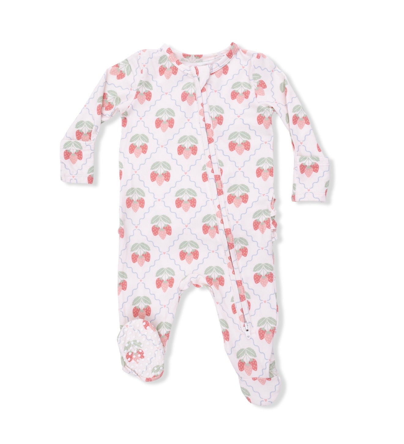 Angel Dear | Sweet Strawberries 2-Way Zipper Ruffle Footie