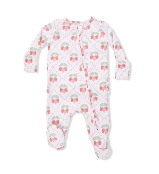 Angel Dear | Sweet Strawberries 2-Way Zipper Ruffle Footie
