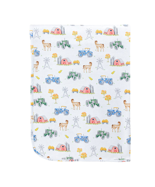 Baby Club Chic | Tractor Farm Receiving Blanket