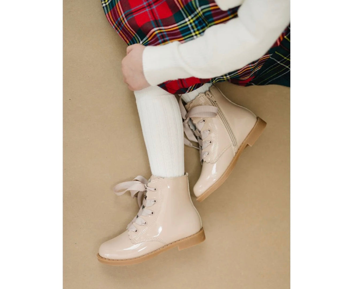 L'Amour | Josephine Scalloped Boot Patent Taupe