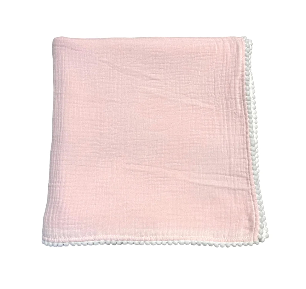 A Soft Idea - Muslin Swaddle Blanket PomPom Edge