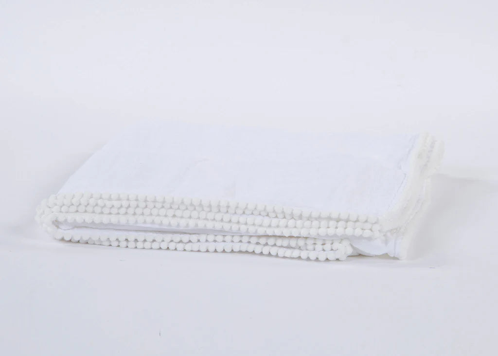 A Soft Idea - Muslin Swaddle Blanket PomPom Edge