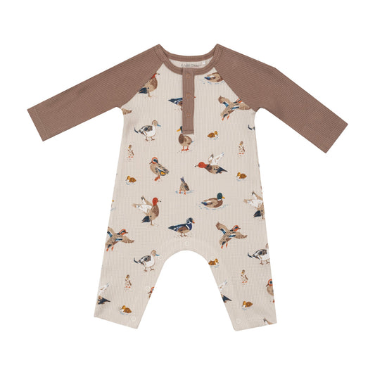 Angel Dear - Ducks Raglan Henley Romper