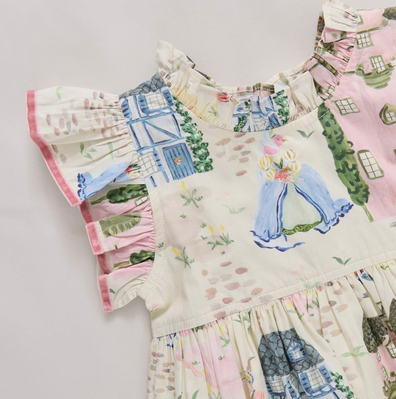 Pink Chicken | Girls Jennifer Dress - Whimsical Castle