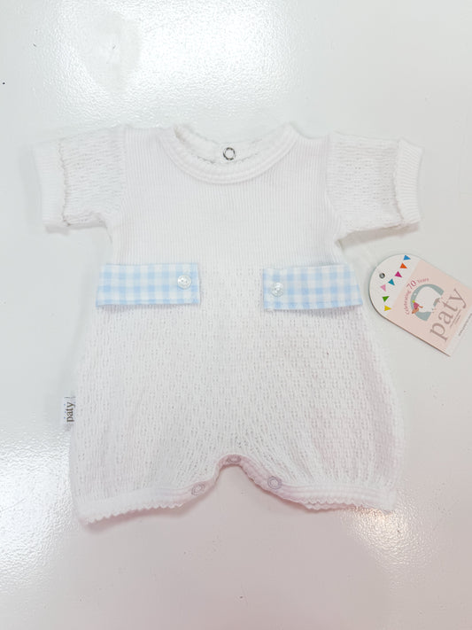 Paty | White Bubble Blue Gingham Side Tabs