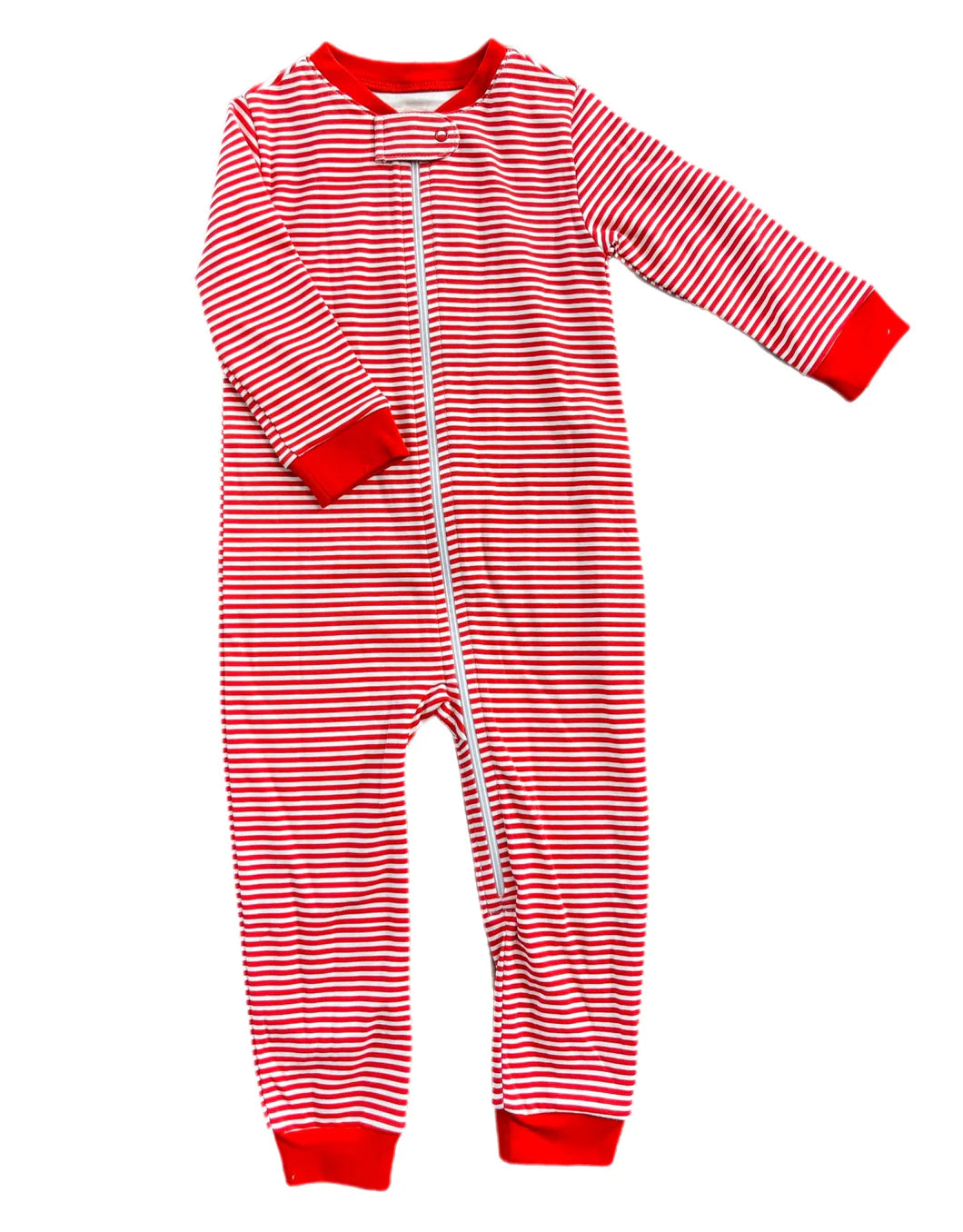 James & Lottie | Christmas Red Stripe Zip-Up Pajamas